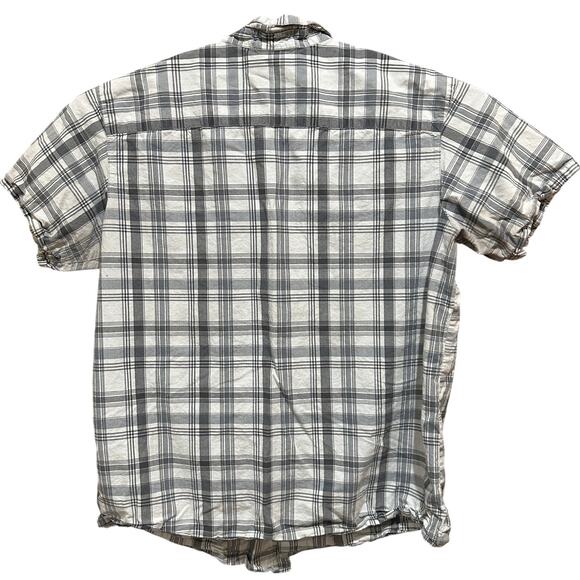 Columbia Shirt Mens XL Gray White Plaid Short Sleeve Button Up STAIN UNDERARM - Picture 3 of 5